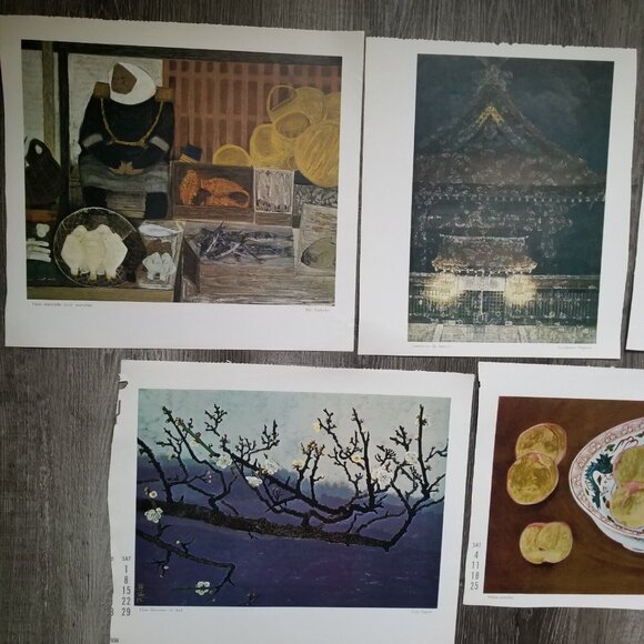 Asian Prints Full Color Art Pictures Frameable Vintage Calendar Book Pages VTG - Picture 15 of 16